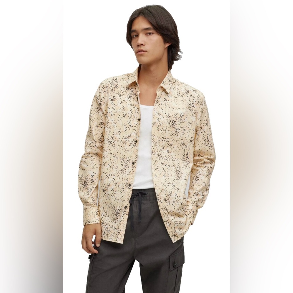 Hugo Elisha Dalmatian-Print Extra-Slim-Fit Dress Shirt